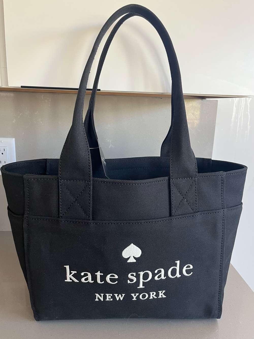 Kate Spade New York Jett Black Canvas Tote Bag Large NWT